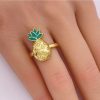 Fun Pineapple Ring 14K Gold Peridot and Enamel Detail hand comparison