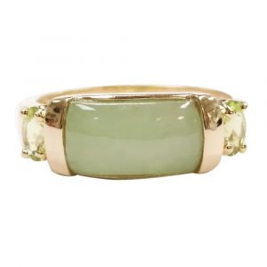 Jade and Peridot .50 ctw Ring 14k Gold