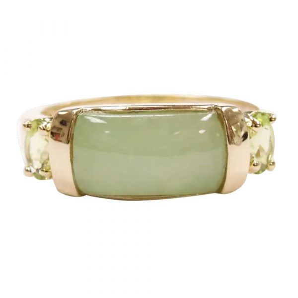 Jade and Peridot .50 ctw Ring 14k Gold