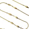 Long Geometric Layering Chain Link Station Necklace 14K Yellow Gold ~ 27