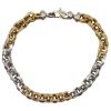 Matte & Shiny Finished Rolo Chain Link Bracelet 14K Yellow & White Gold ~ 8