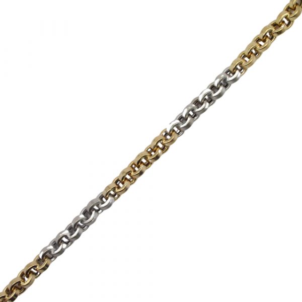 Matte & Shiny Finished Rolo Chain Link Bracelet 14K Yellow & White Gold ~ 8" ~ 15.1 Grams Links