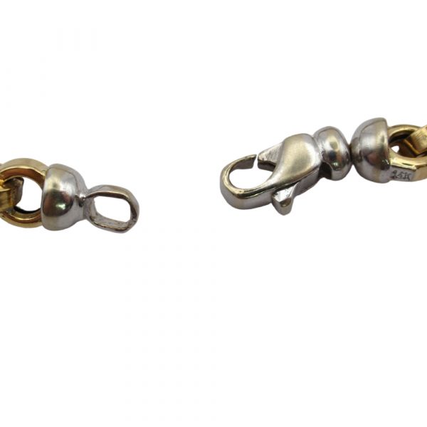 Matte & Shiny Finished Rolo Chain Link Bracelet 14K Yellow & White Gold ~ 8" ~ 15.1 Grams Clasp Hallmark