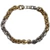 Matte & Shiny Finished Rolo Chain Link Bracelet 14K Yellow & White Gold ~ 8