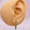 Natural Emerald Half Hoop Earrings 2.50 Carats TW 14K Gold ear comparison