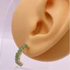 Natural Emerald Half Hoop Earrings 2.50 Carats TW 14K Gold ear comparison side