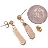 Natural Opal Vintage Dangle Earrings 14K Gold back and size comparison