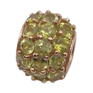 Peridot Encrusted Bead Pendant Charm 10K Gold 6.40 Carat TW