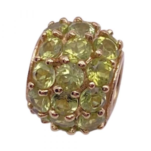 Peridot Encrusted Bead Pendant Charm 10K Gold 6.40 Carat TW