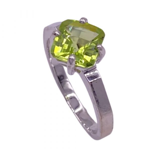 Peridot Solitaire Ring 1.45 Carat 14K White Gold side