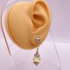 Peridot and Diamond Dangle Earrings 14K Two Tone Gold ear comparison