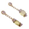 Peridot and Diamond Dangle Earrings 14K Two Tone Gold side