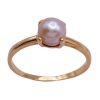 Petite Vintage Cultured Pearl Solitaire Ring 14K Gold 6 MM bottom angle