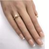 Petite Vintage Cultured Pearl Solitaire Ring 14K Gold 6 MM hand comparison