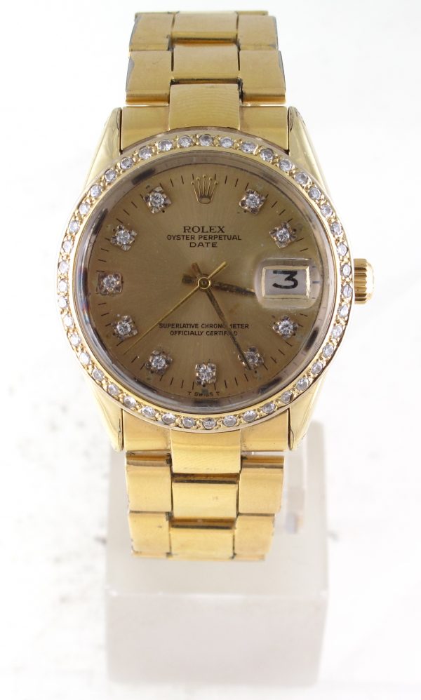 Pre-Owned Rolex Date (1970) Yellow Gold Shell Over Stainless Steel Model 1550 Front