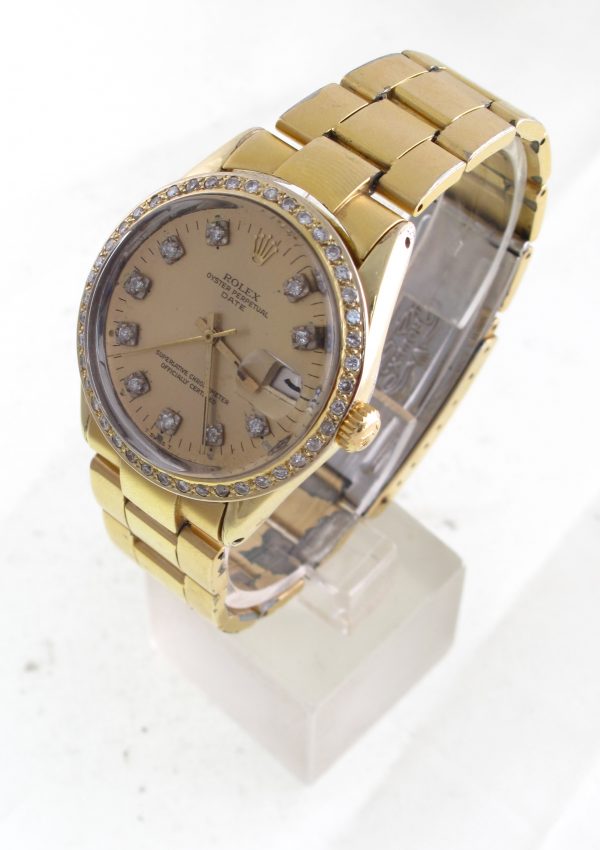 Pre-Owned Rolex Date (1970) Yellow Gold Shell Over Stainless Steel Model 1550 Left