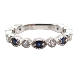 Sapphire Diamond Alternating Shape Stack Band White Gold