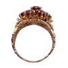 Victorian Revival Wide Filigree Ring Garnet Cluster Seed Pearl Accent 14K Gold top view