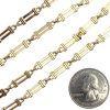 Vintage Bar Equestrian Log Fence Style Chain Link Necklace 14K Yellow Gold Coin Size Comparison