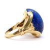 Vintage Retro Lapis Solitaire Ring Yellow Gold Side