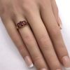 Vintage Three Stone Garnet Ring 2.11 Carat TW 10K Gold hand comparison