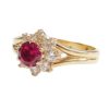 1.13 ctw Created Ruby and Faux Diamond Halo Ring 14k Gold side