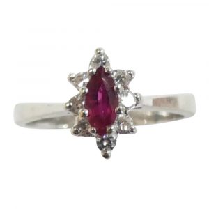 .57 ctw Ruby & Diamond Halo Ring 14k White Gold