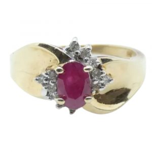 .72 ctw Ruby & Diamond Bypass Ring 10K Yellow Gold