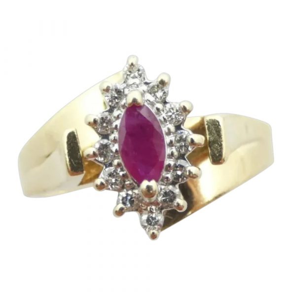 .74 ctw Ruby & Diamond Bypass Ring 14k Yellow Gold