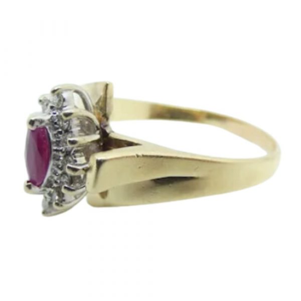 .74 ctw Ruby & Diamond Bypass Ring 14k Yellow Gold side