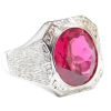 Deco Ruby Solitaire Ring 4.0 Carat Lab Circa 10k White Gold 1940's