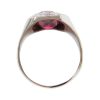 Deco Ruby Solitaire Ring 4.0 Carat Lab Circa 10k White Gold 1940's top view