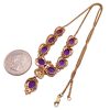 Lab Alexandrite 18K Gold Necklace 14.40 Carat TW back and size comparison