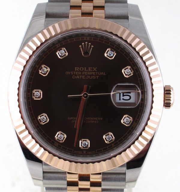 Like New Rolex 41MM Rose Gold And Stainless Steel Datejust (2023) Model 126331 Front Close