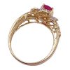 Natural Ruby And Diamond Flower Ring .80 Carat TGW, 14K Two-Tone Gold top view