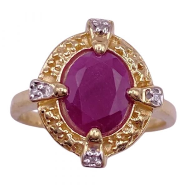 Natural Ruby Ring Diamond Accent 1.74 Carat TGW, 14K Two-Tone Gold