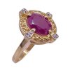 Natural Ruby Ring Diamond Accent 1.74 Carat TGW, 14K Two-Tone Gold side