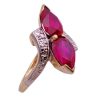 Pear Cut Lab Ruby By-Pass Ring 3.26 Carat TW 10K Two-Tone Gold side