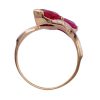 Pear Cut Lab Ruby By-Pass Ring 3.26 Carat TW 10K Two-Tone Gold top view