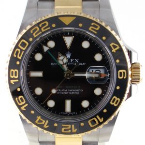 Pre-Owned Rolex 40MM GMT Master II (2014) Two Tone Model 116713 Front Close