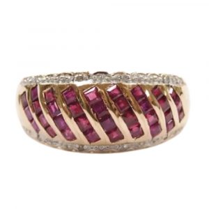 Ruby and Diamond 1.73 ctw Band Ring 10k Gold Two-Tone