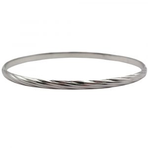 Twisted Endless Round Bangle Bracelet 18K White Gold 7 3/4" Front