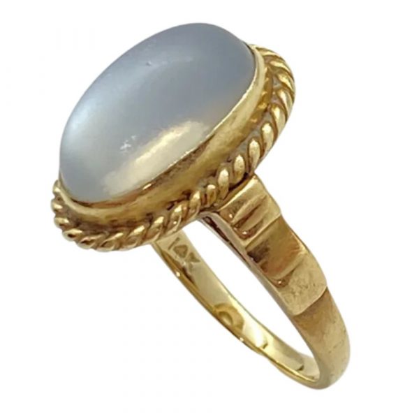 Vintage Moonstone Cabochon Ring 14K Gold side