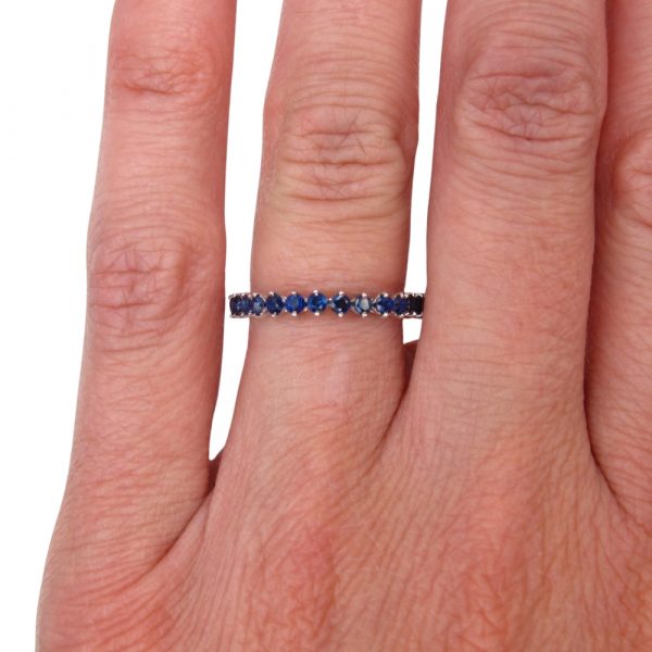 1 Carat Sapphire Eternity Band White Gold Worn