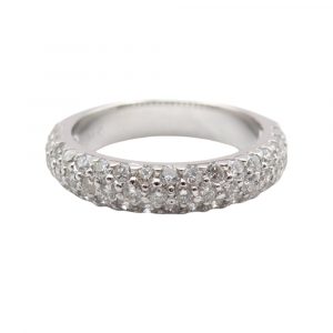 1 carat Pave Diamond Wedding Band White Gold