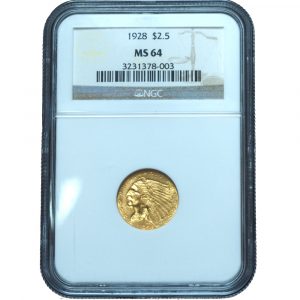 1928 $2.5 Gold Indian Quarter Eagle MS64 NGC