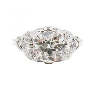 Art Deco 1.75ct Platinum Engagement Ring GIA