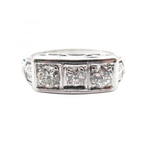 Art Deco Diamond .50ct Band 18k White Gold