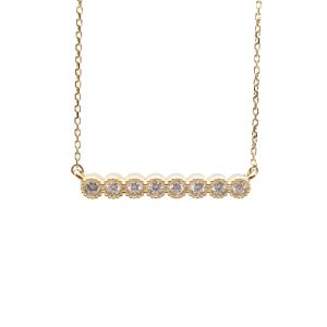 Eight Round Diamond Bar Necklace Yellow Gold