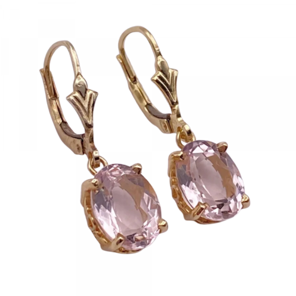 Morganite Dangle Earrings 4.90 Carat 14K Yellow Gold side